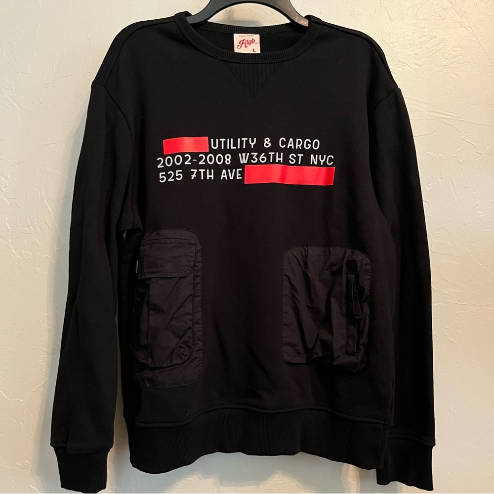 RTGB Pouch Pocket Crewneck Sweatshirt in Black Size Large